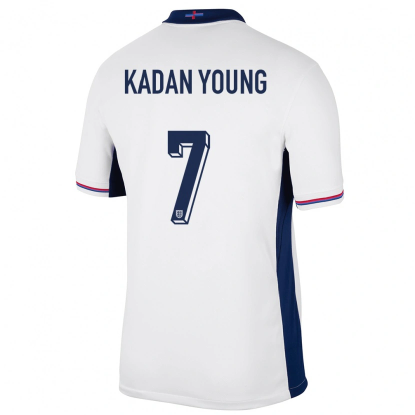 Danxen Enfant Maillot Angleterre Kadan Young #7 Blanc Tenues Domicile 24-26 T-Shirt