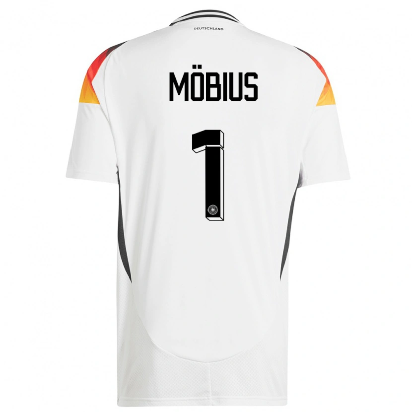 Danxen Enfant Maillot Allemagne Tjark Möbius #1 Blanc Tenues Domicile 24-26 T-Shirt
