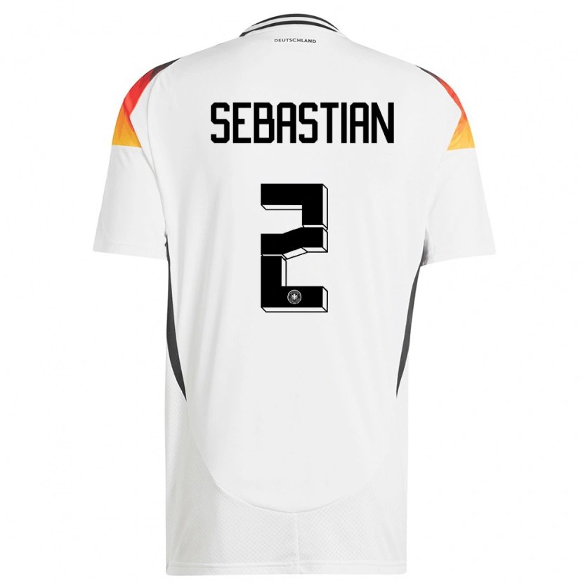 Danxen Enfant Maillot Allemagne Jordy Sebastian #2 Blanc Tenues Domicile 24-26 T-Shirt