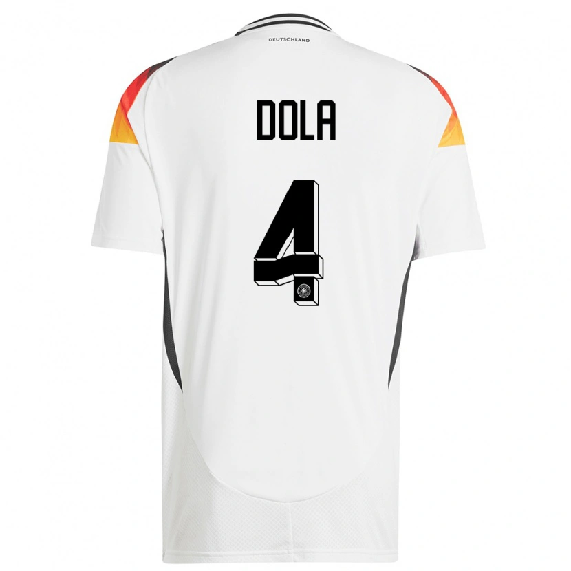 Danxen Enfant Maillot Allemagne Igor Dola #4 Blanc Tenues Domicile 24-26 T-Shirt