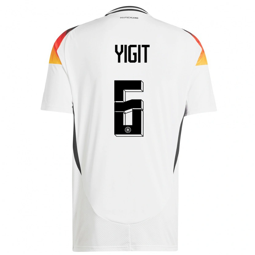Danxen Enfant Maillot Allemagne Ertugrul Yigit #6 Blanc Tenues Domicile 24-26 T-Shirt