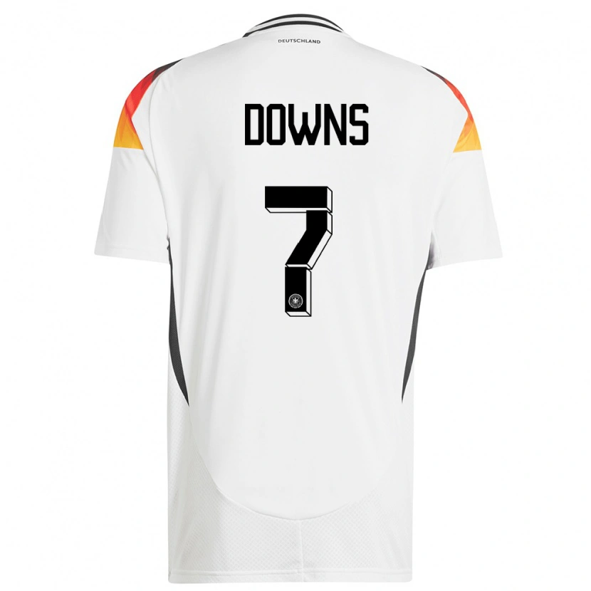 Danxen Enfant Maillot Allemagne Damion Downs #7 Blanc Tenues Domicile 24-26 T-Shirt