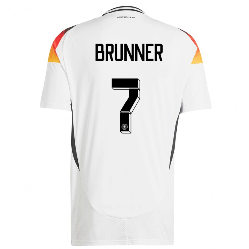 Danxen Enfant Maillot Allemagne Paris Brunner #7 Blanc Tenues Domicile 24-26 T-Shirt