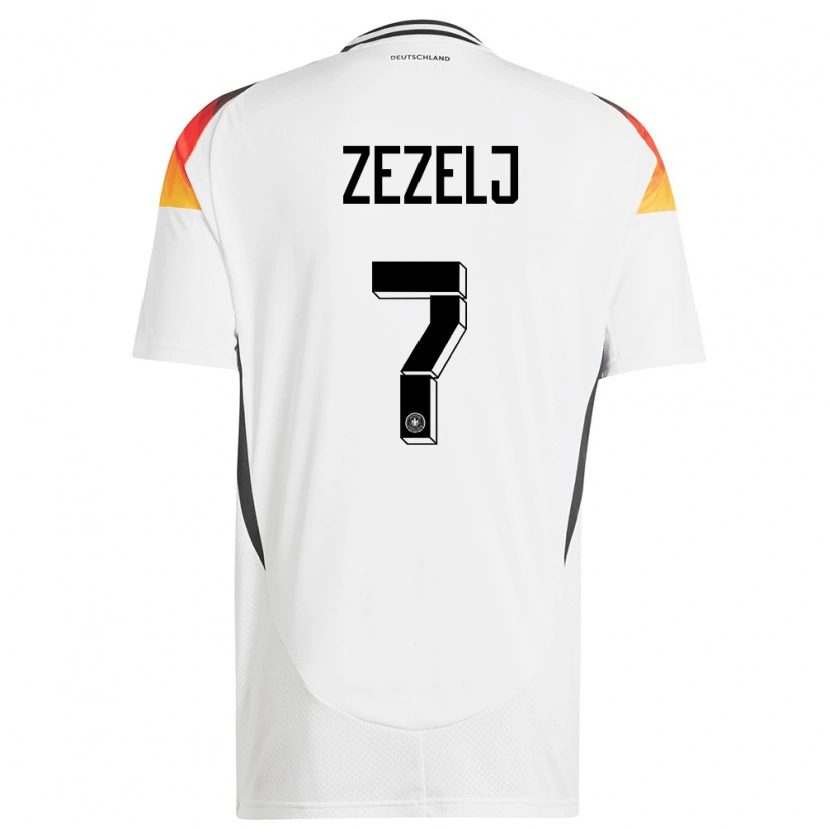 Danxen Enfant Maillot Allemagne Neno Zezelj #7 Blanc Tenues Domicile 24-26 T-Shirt