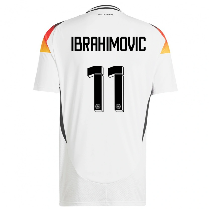 Danxen Enfant Maillot Allemagne Arijon Ibrahimovic #11 Blanc Tenues Domicile 24-26 T-Shirt