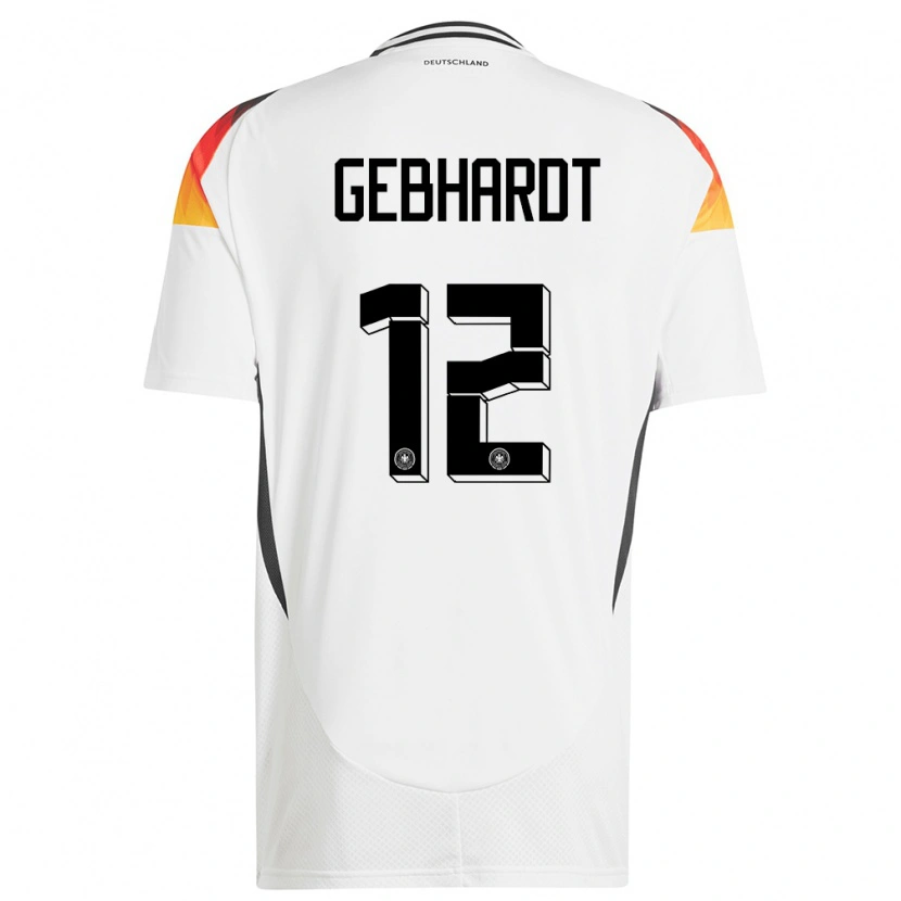 Danxen Enfant Maillot Allemagne Felix Gebhardt #12 Blanc Tenues Domicile 24-26 T-Shirt