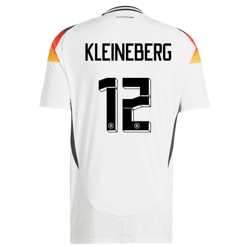 Danxen Enfant Maillot Allemagne Philip Kleineberg #12 Blanc Tenues Domicile 24-26 T-Shirt