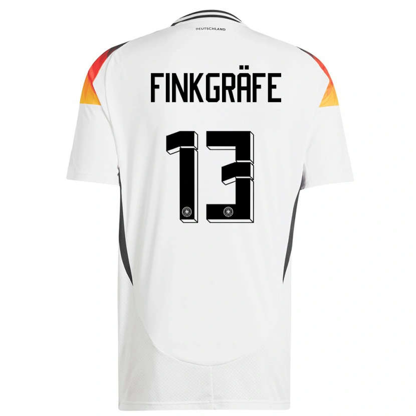 Danxen Enfant Maillot Allemagne Max Finkgräfe #13 Blanc Tenues Domicile 24-26 T-Shirt