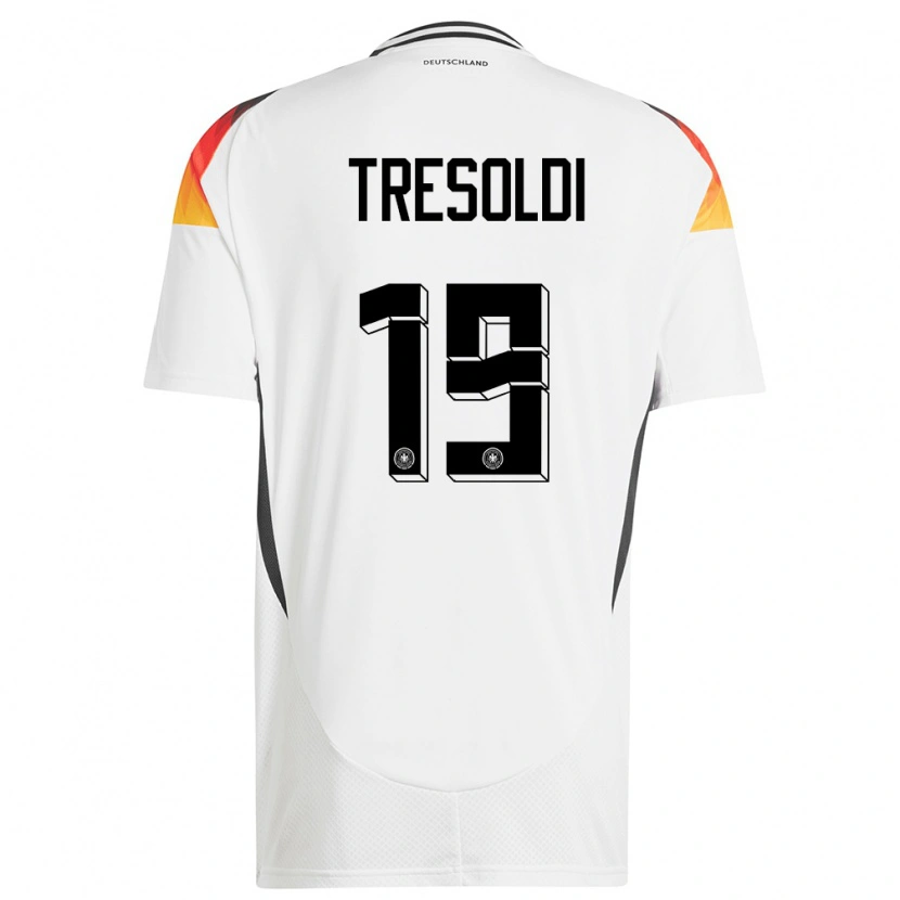 Danxen Enfant Maillot Allemagne Nicolò Tresoldi #19 Blanc Tenues Domicile 24-26 T-Shirt