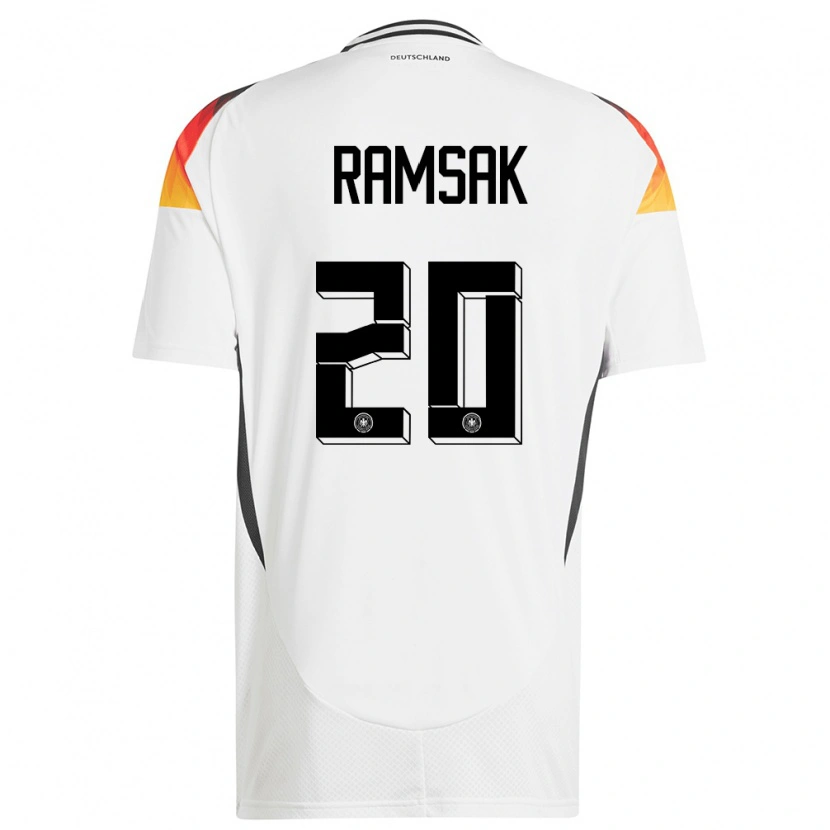 Danxen Enfant Maillot Allemagne Robert Ramsak #20 Blanc Tenues Domicile 24-26 T-Shirt