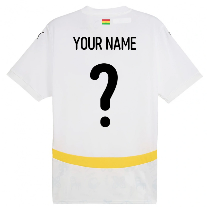 Danxen Enfant Maillot Ghana Votre Nom #0 Blanc Tenues Domicile 24-26 T-Shirt