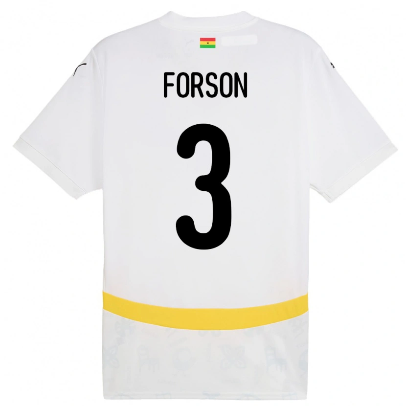 Danxen Enfant Maillot Ghana Amankwah Forson #3 Blanc Tenues Domicile 24-26 T-Shirt