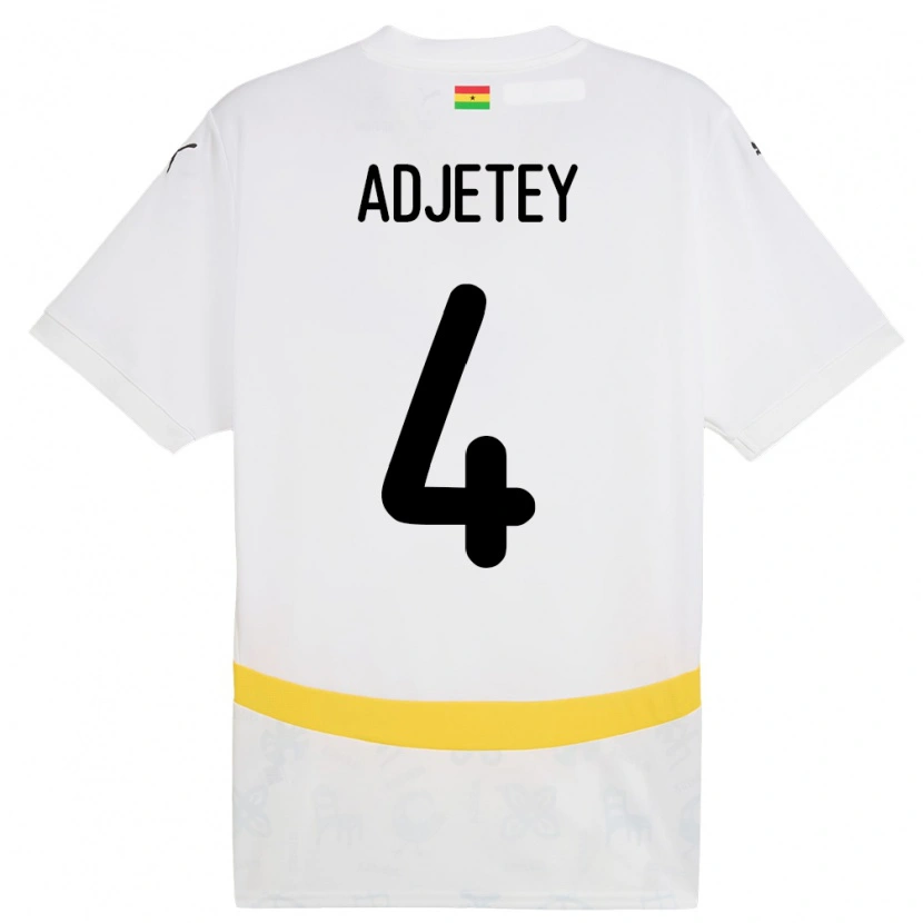 Danxen Enfant Maillot Ghana Jonas Adjetey #4 Blanc Tenues Domicile 24-26 T-Shirt