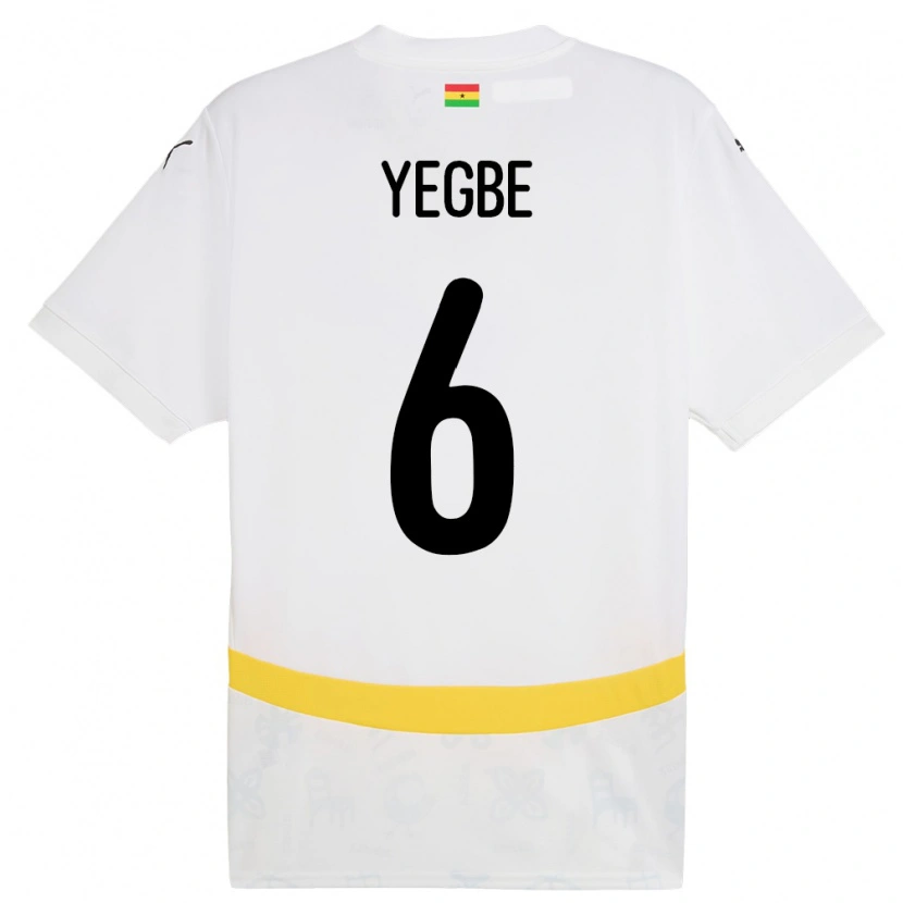 Danxen Enfant Maillot Ghana Terry Yegbe #6 Blanc Tenues Domicile 24-26 T-Shirt