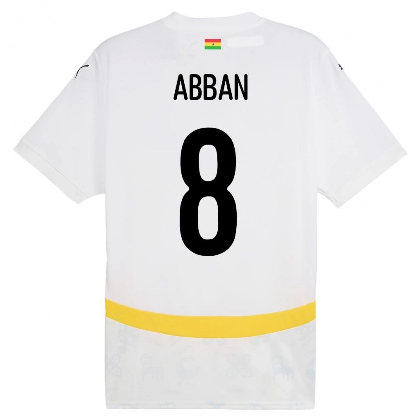 Danxen Enfant Maillot Ghana Ebenezer Abban #8 Blanc Tenues Domicile 24-26 T-Shirt