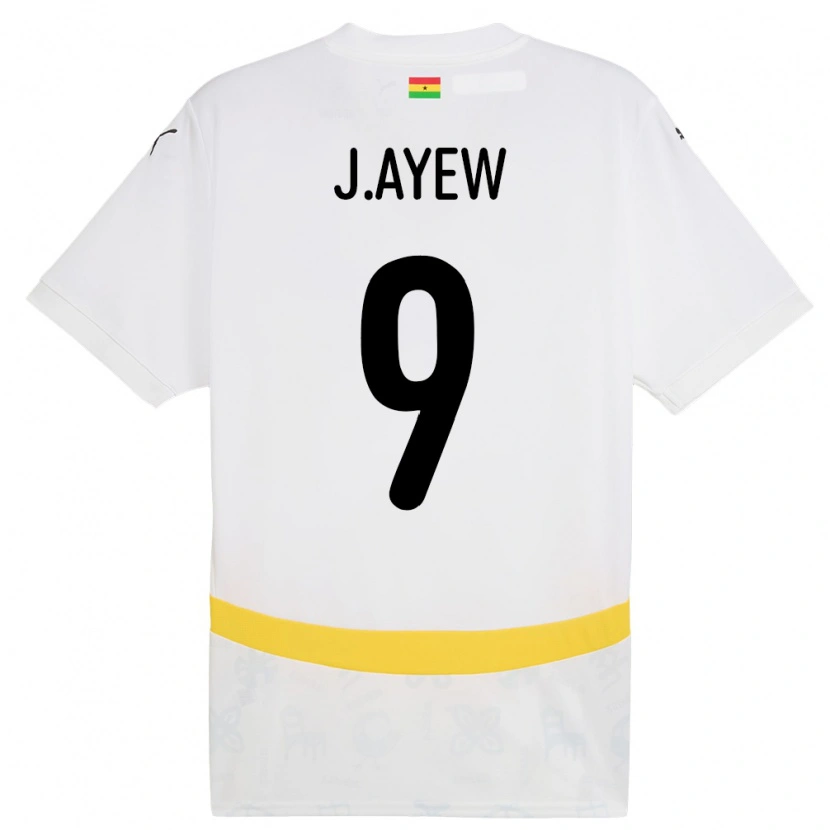Danxen Enfant Maillot Ghana Jordan Ayew #9 Blanc Tenues Domicile 24-26 T-Shirt