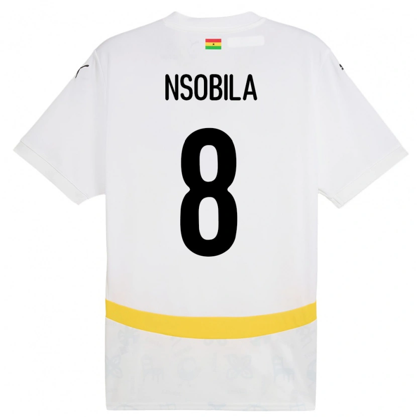 Danxen Enfant Maillot Ghana Dominic Nsobila #8 Blanc Tenues Domicile 24-26 T-Shirt