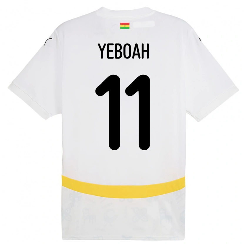 Danxen Enfant Maillot Ghana Emmanuel Yeboah #11 Blanc Tenues Domicile 24-26 T-Shirt