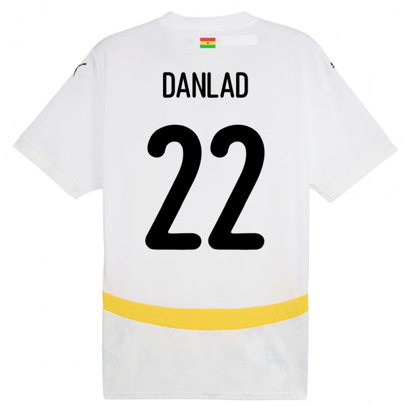 Danxen Enfant Maillot Ghana Ibrahim Danlad #22 Blanc Tenues Domicile 24-26 T-Shirt