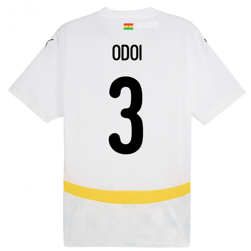 Danxen Enfant Maillot Ghana Denis Odoi #3 Blanc Tenues Domicile 24-26 T-Shirt