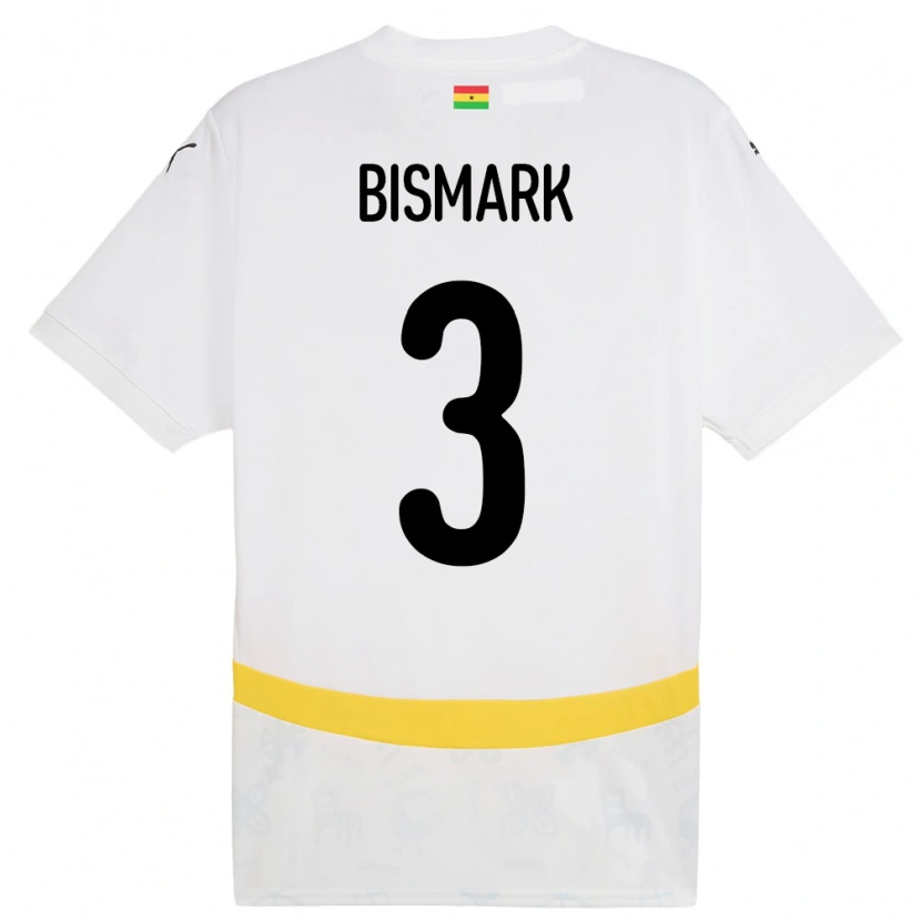 Danxen Enfant Maillot Ghana Anim Bismark #3 Blanc Tenues Domicile 24-26 T-Shirt