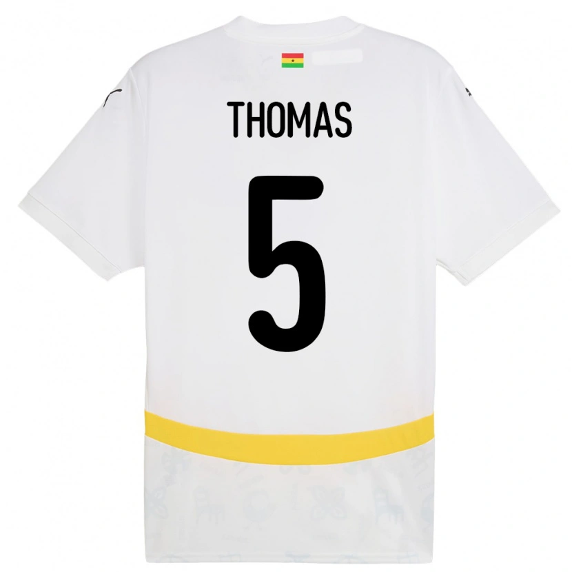 Danxen Enfant Maillot Ghana Thomas Partey #5 Blanc Tenues Domicile 24-26 T-Shirt