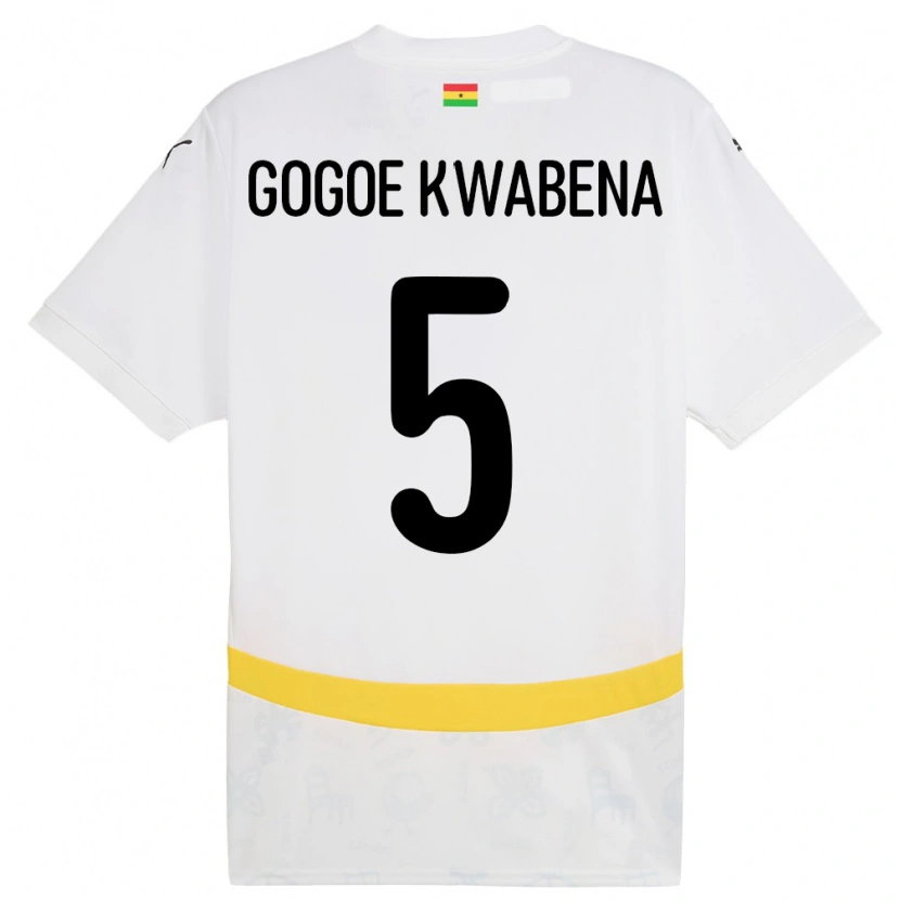 Danxen Enfant Maillot Ghana Boahen Gogoe Kwabena #5 Blanc Tenues Domicile 24-26 T-Shirt