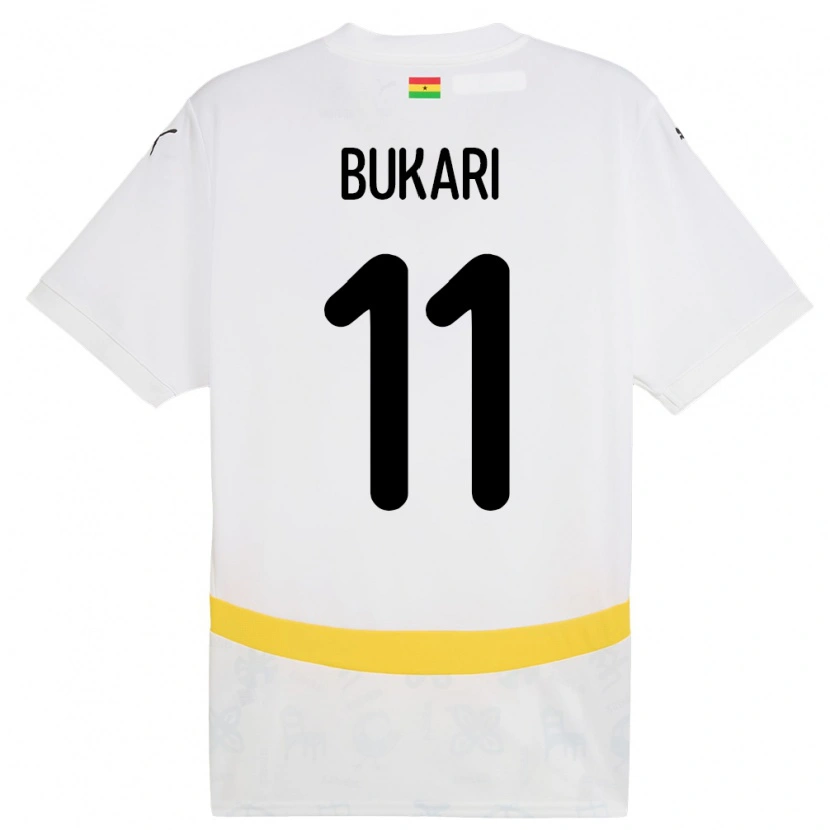 Danxen Enfant Maillot Ghana Osman Bukari #11 Blanc Tenues Domicile 24-26 T-Shirt