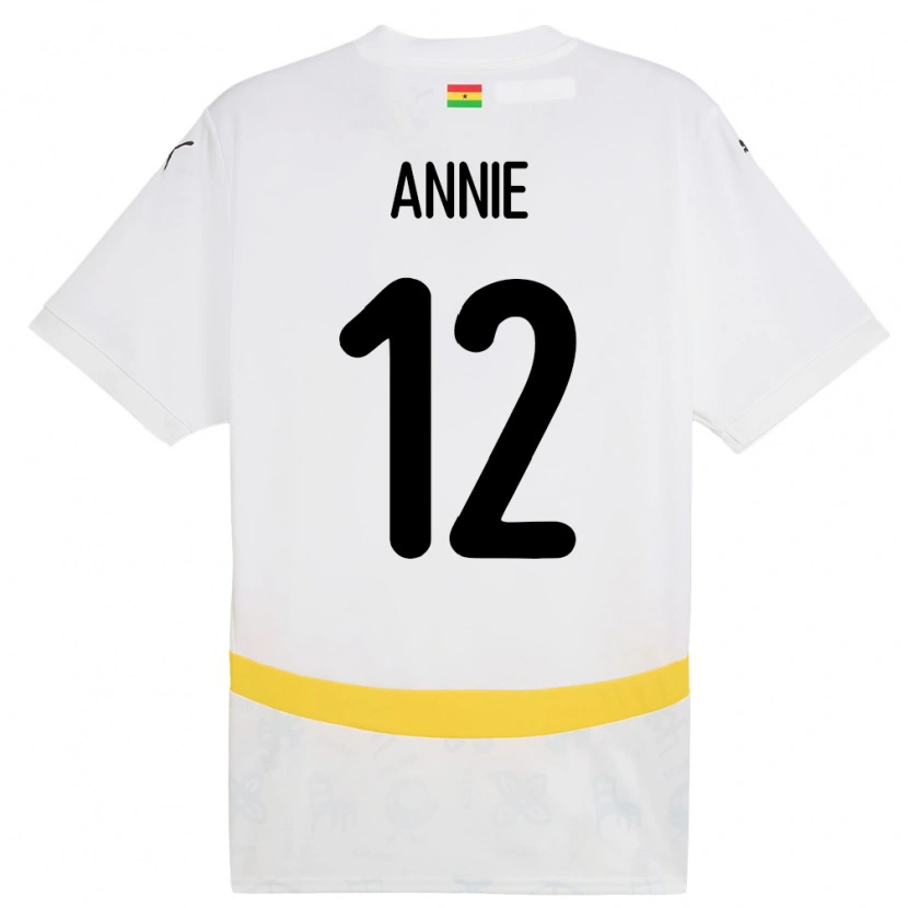 Danxen Enfant Maillot Ghana Henrietta Annie #12 Blanc Tenues Domicile 24-26 T-Shirt