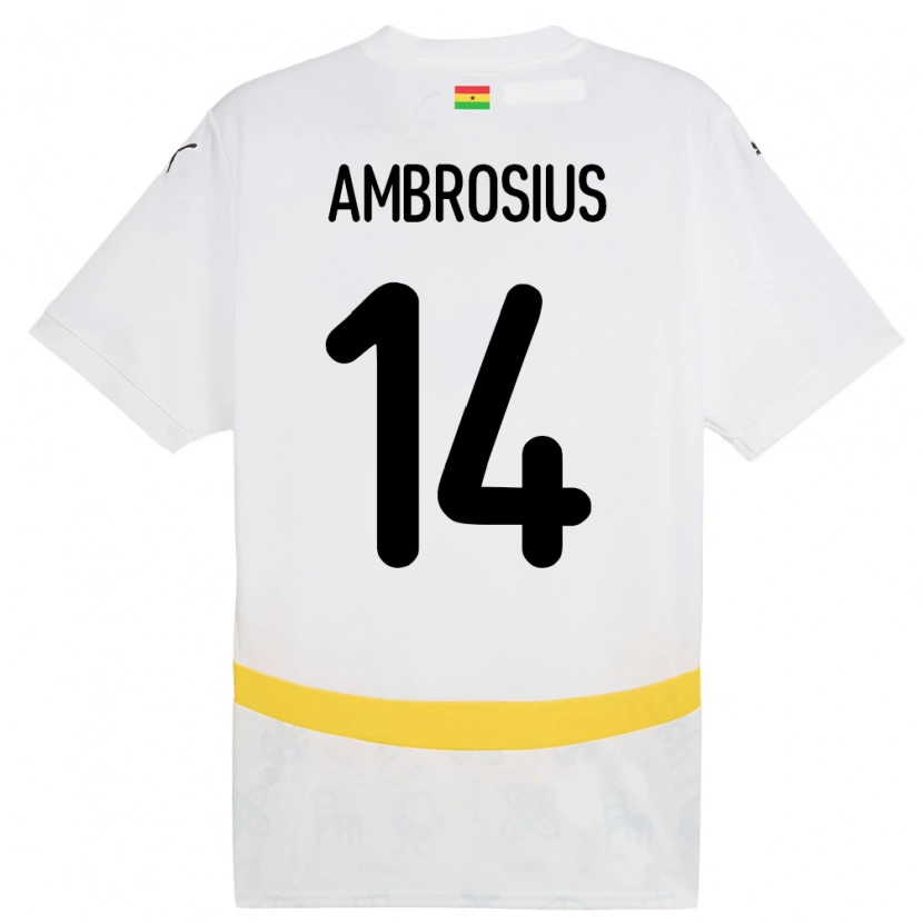 Danxen Enfant Maillot Ghana Stephan Ambrosius #14 Blanc Tenues Domicile 24-26 T-Shirt