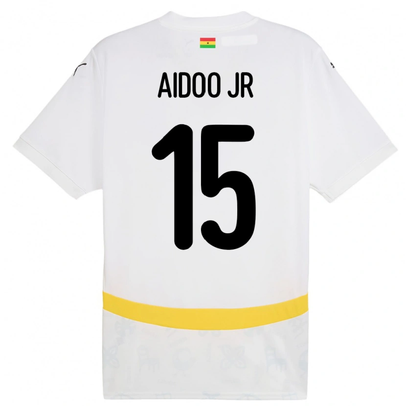 Danxen Enfant Maillot Ghana Joseph Aidoo #15 Blanc Tenues Domicile 24-26 T-Shirt