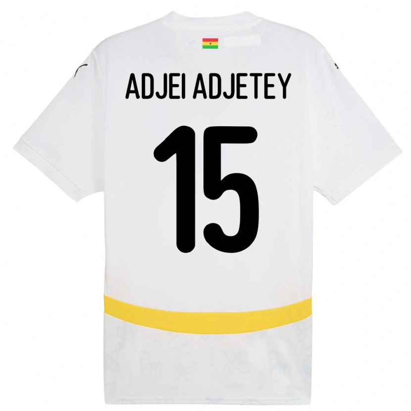 Danxen Enfant Maillot Ghana Jonas Adjei Adjetey #15 Blanc Tenues Domicile 24-26 T-Shirt
