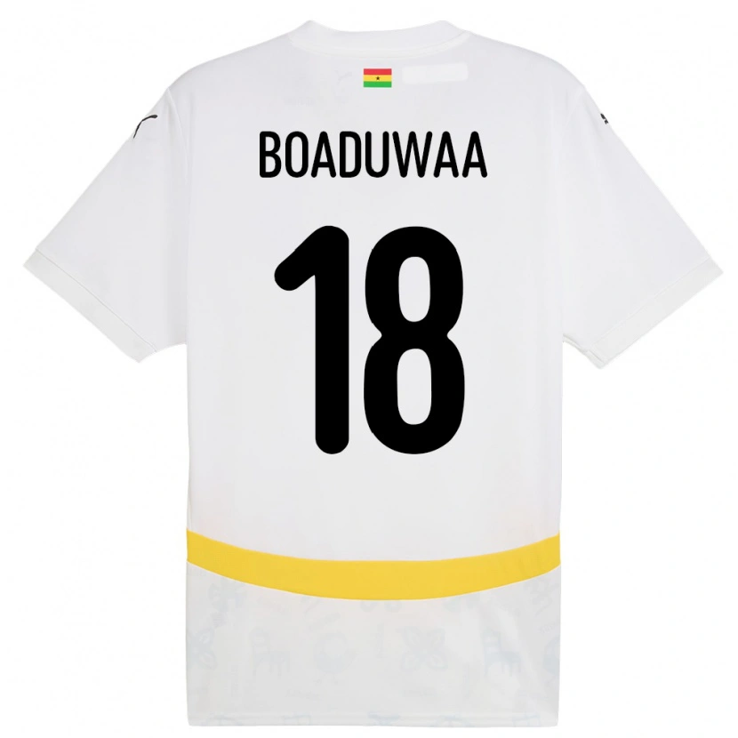 Danxen Enfant Maillot Ghana Doris Boaduwaa #18 Blanc Tenues Domicile 24-26 T-Shirt