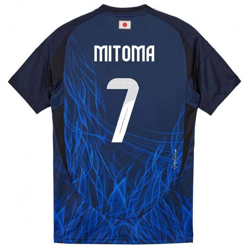 Danxen Enfant Maillot Japon Kaoru Mitoma #7 Bleu Foncé Tenues Domicile 24-26 T-Shirt