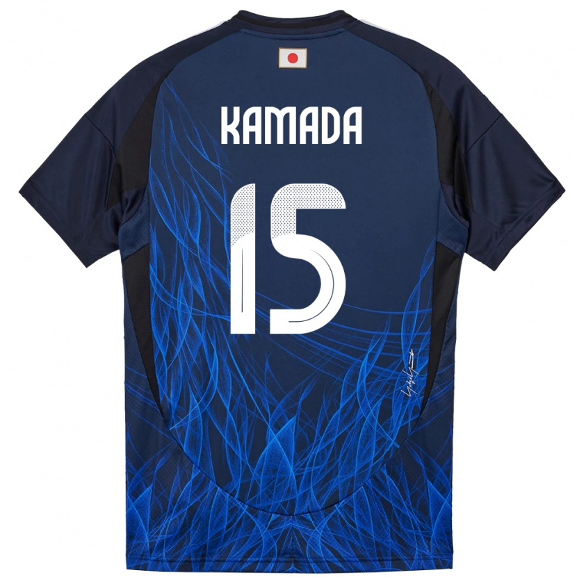 Danxen Enfant Maillot Japon Daichi Kamada #15 Bleu Foncé Tenues Domicile 24-26 T-Shirt