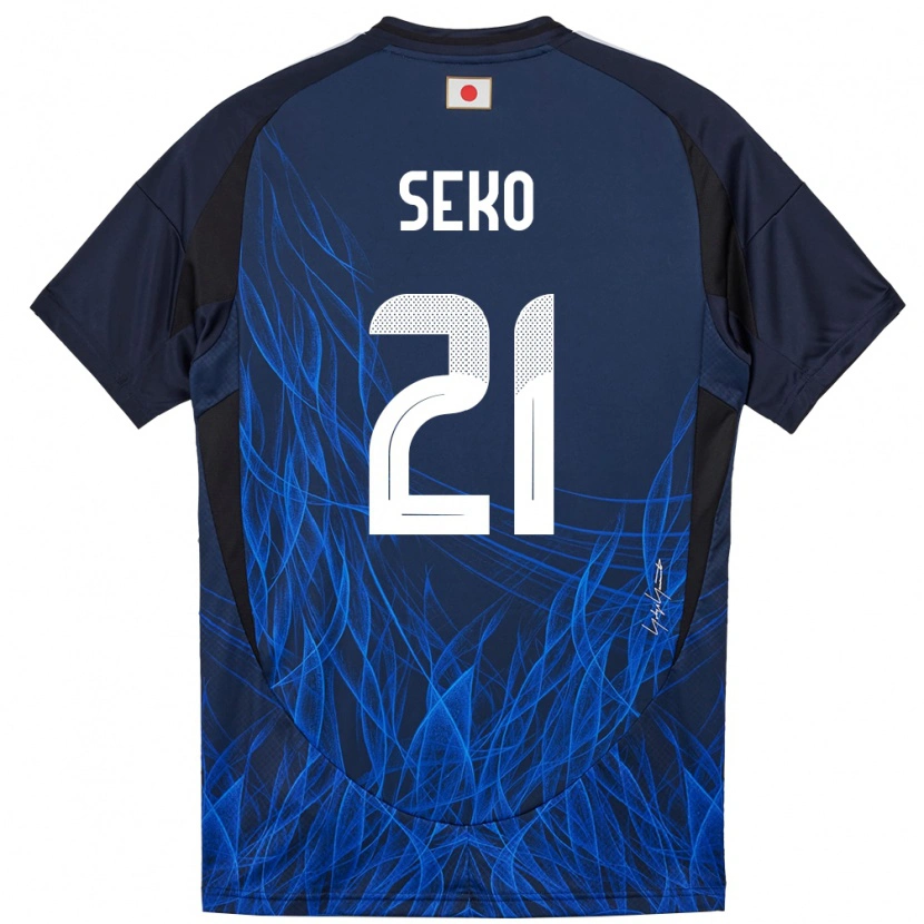 Danxen Enfant Maillot Japon Ayumu Seko #21 Bleu Foncé Tenues Domicile 24-26 T-Shirt