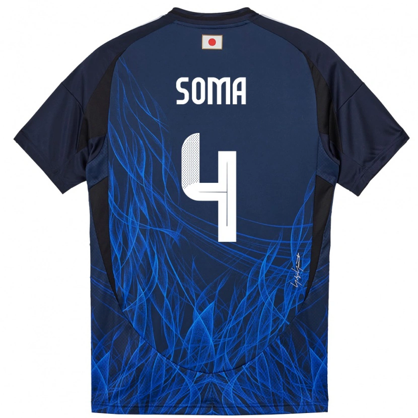Danxen Enfant Maillot Japon Rikuto Soma #4 Bleu Foncé Tenues Domicile 24-26 T-Shirt
