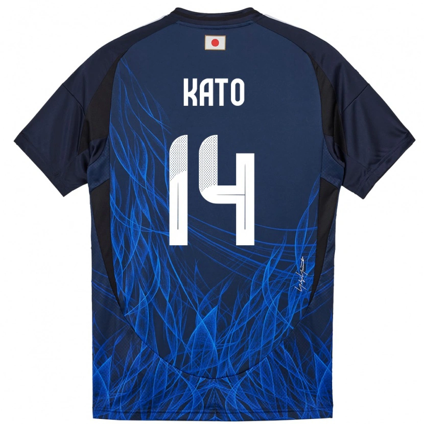 Danxen Enfant Maillot Japon Hijiri Kato #14 Bleu Foncé Tenues Domicile 24-26 T-Shirt