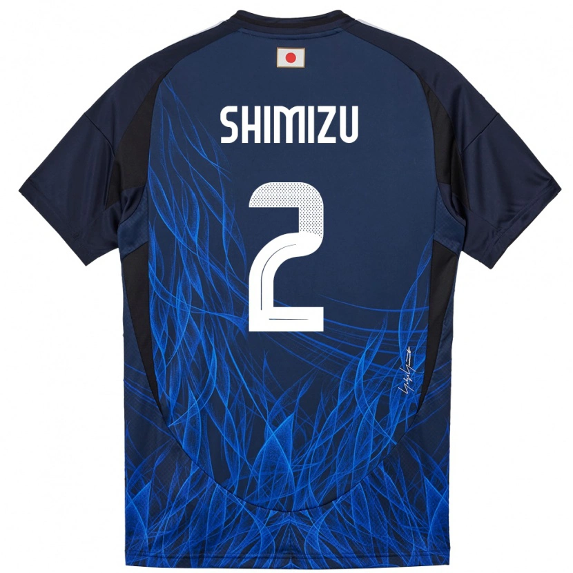 Danxen Enfant Maillot Japon Risa Shimizu #2 Bleu Foncé Tenues Domicile 24-26 T-Shirt
