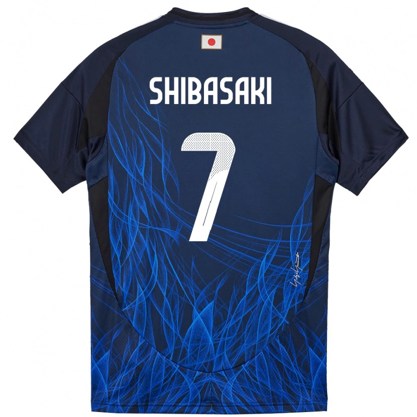 Danxen Enfant Maillot Japon Gaku Shibasaki #7 Bleu Foncé Tenues Domicile 24-26 T-Shirt