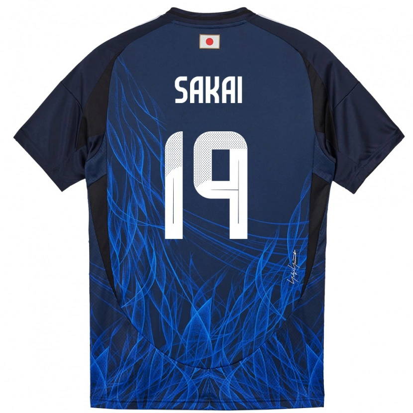Danxen Enfant Maillot Japon Hiroki Sakai #19 Bleu Foncé Tenues Domicile 24-26 T-Shirt