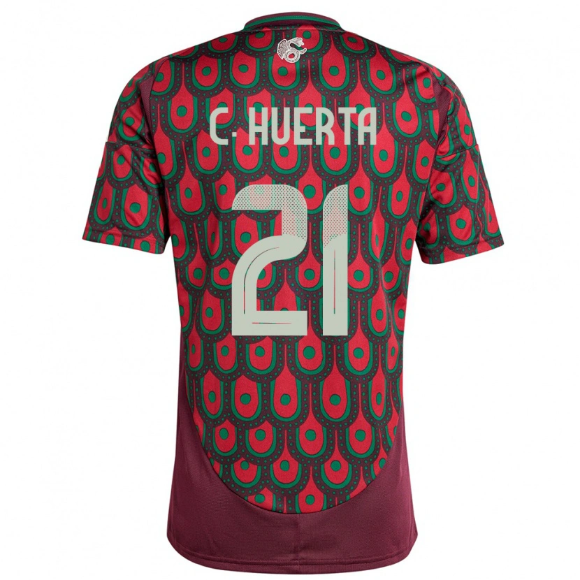 Danxen Enfant Maillot Mexique César Huerta #21 Bordeaux Tenues Domicile 24-26 T-Shirt
