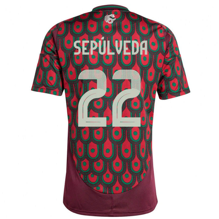 Danxen Enfant Maillot Mexique Ángel Sepúlveda #22 Bordeaux Tenues Domicile 24-26 T-Shirt