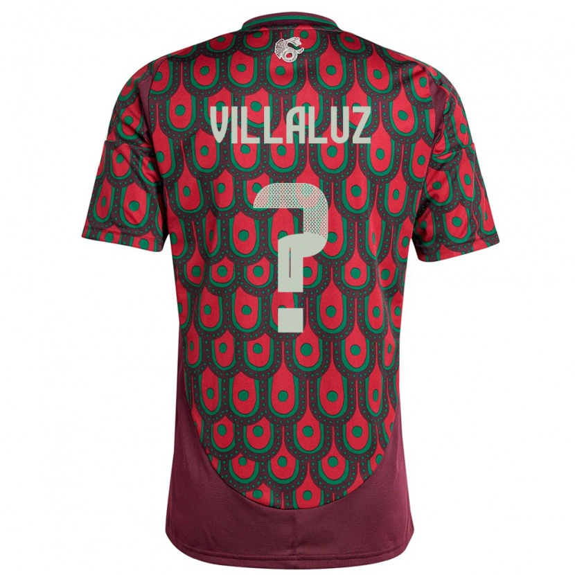 Danxen Enfant Maillot Mexique César Villaluz #0 Bordeaux Tenues Domicile 24-26 T-Shirt