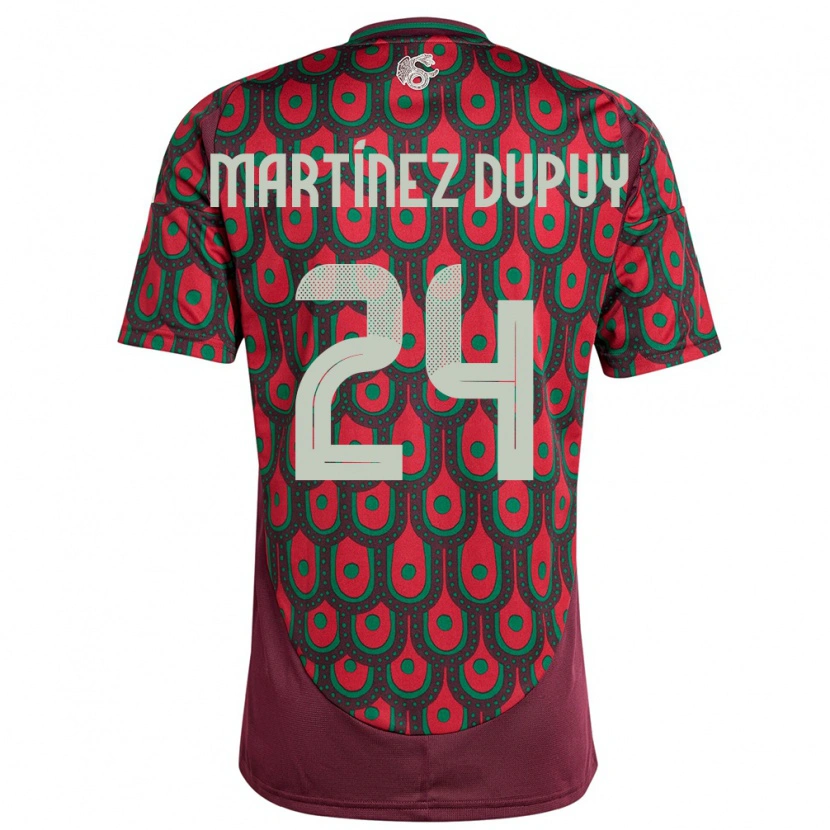 Danxen Enfant Maillot Mexique Luca Martínez Dupuy #24 Bordeaux Tenues Domicile 24-26 T-Shirt