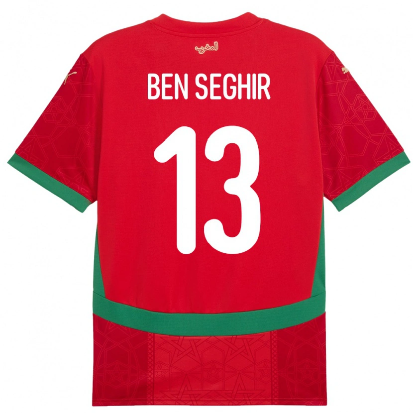 Danxen Enfant Maillot Maroc Eliesse Ben Seghir #13 Rouge Tenues Domicile 24-26 T-Shirt