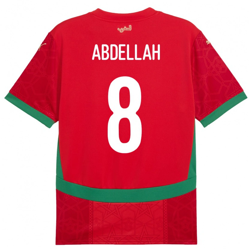 Danxen Enfant Maillot Maroc Abdellah Ouazane #8 Rouge Tenues Domicile 24-26 T-Shirt