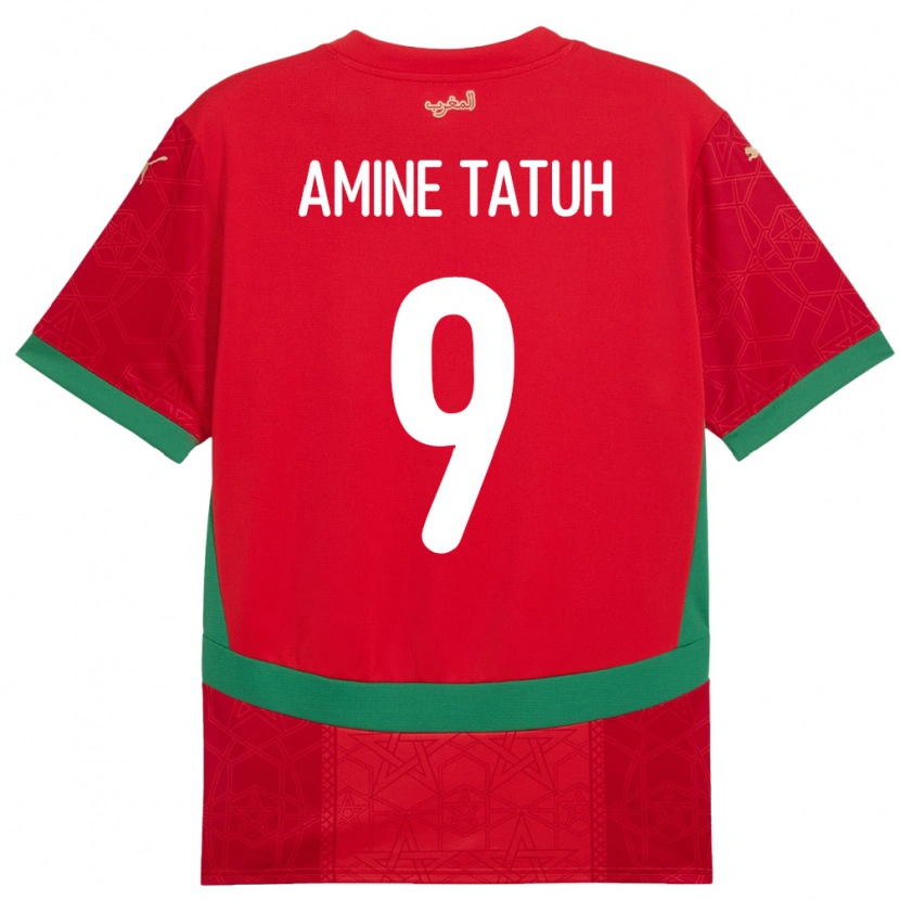 Danxen Enfant Maillot Maroc Mohammed Amine Tatuh #9 Rouge Tenues Domicile 24-26 T-Shirt