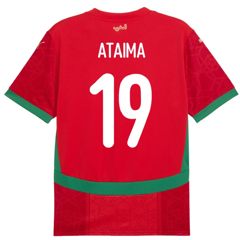 Danxen Enfant Maillot Maroc Hamza Ataima #19 Rouge Tenues Domicile 24-26 T-Shirt