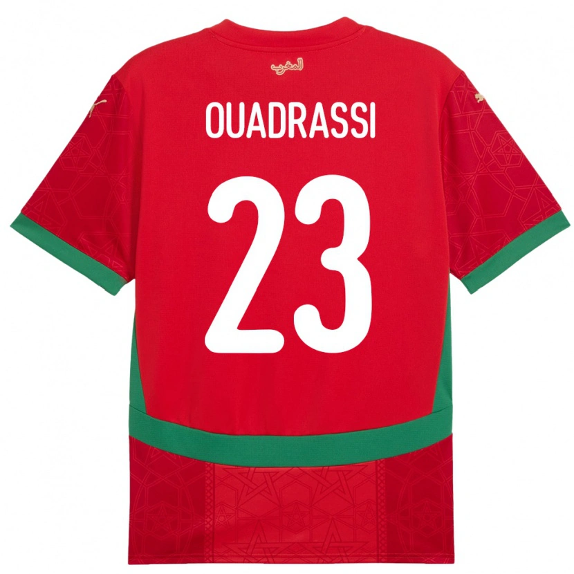 Danxen Enfant Maillot Maroc Dalil Ouadrassi #23 Rouge Tenues Domicile 24-26 T-Shirt